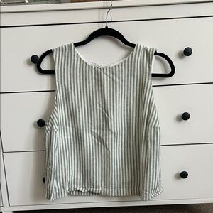 Abercrombie & Fitch Green and White Striped Tank Top